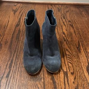 BP | Navy Blue Block Heeled Booties